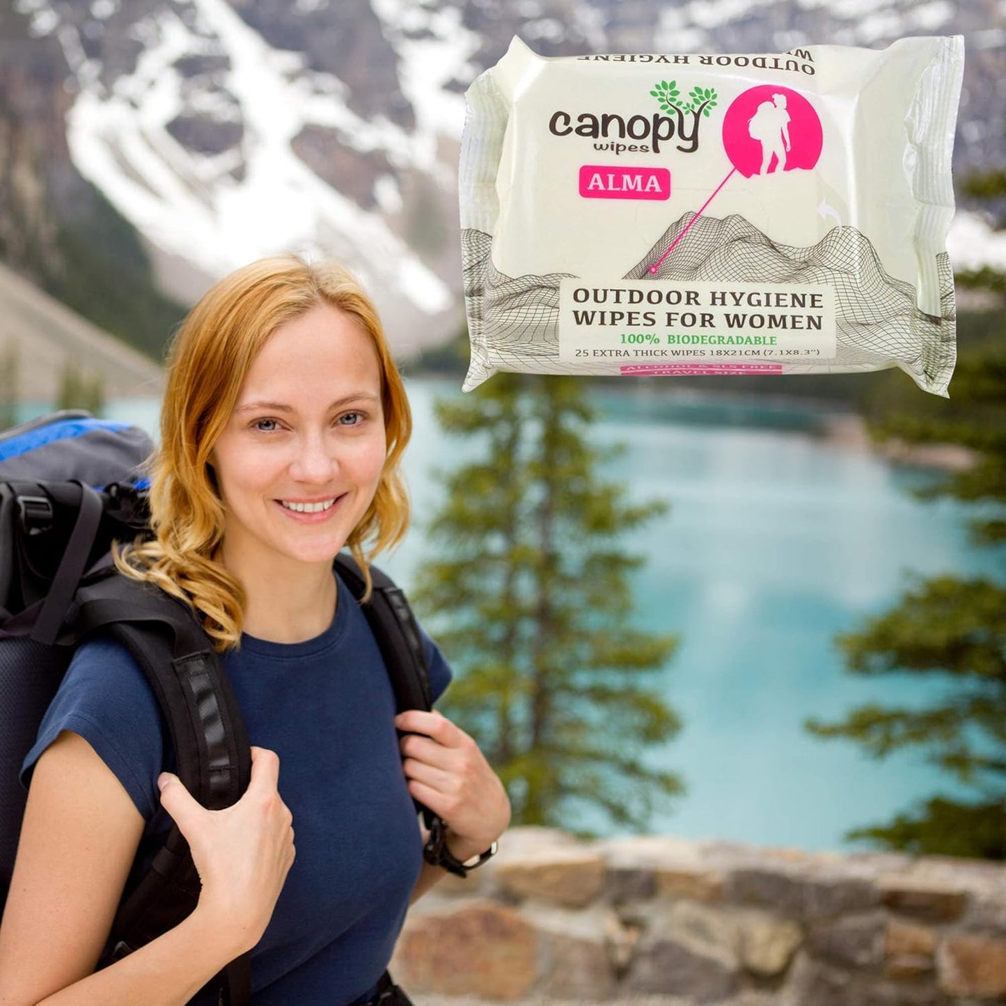 Hygiene Feminine Wipes - ALMA 100% Biodegradable, Ph Balanced Body and Hand Cleansing Cloths for Women W/Aloe - Great Wet Wipes for Women