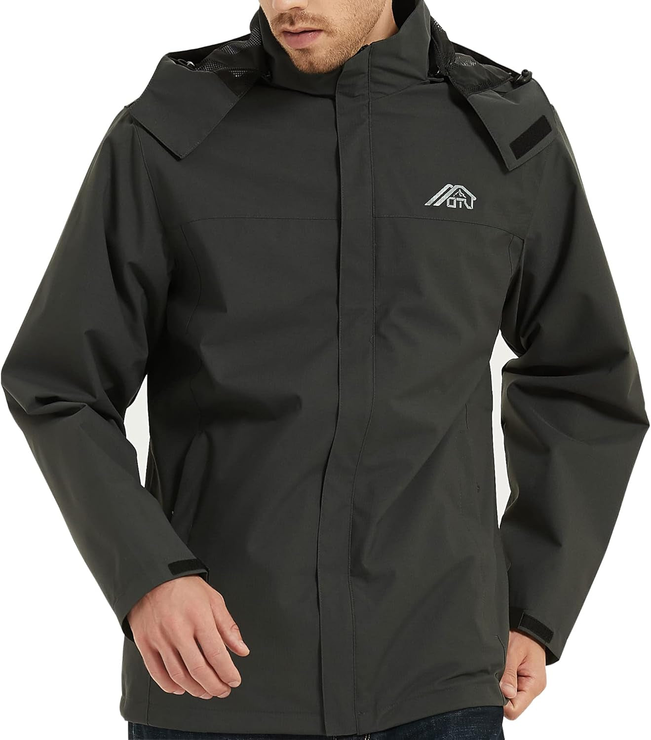 Men'S Lightweight Waterproof Hooded Rain Jacket Outdoor Raincoat Shell Jacket for Hiking Travel