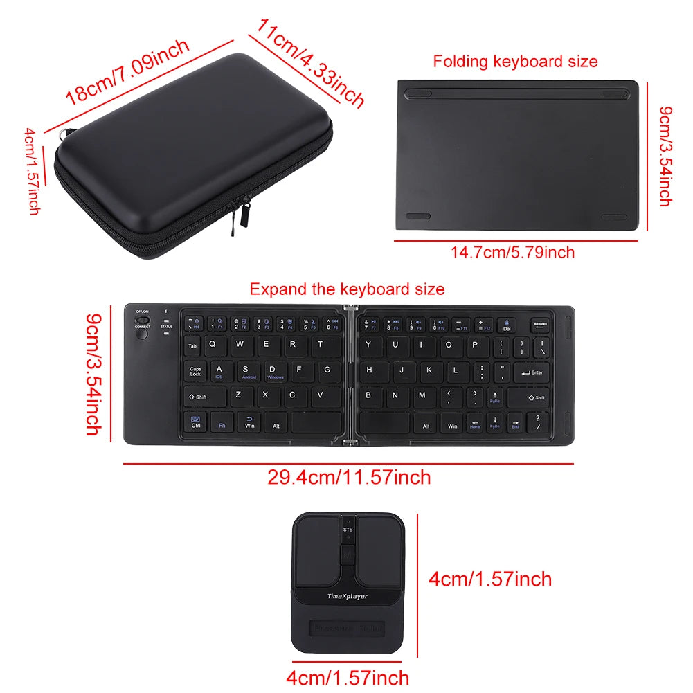 Capacitive Mouse Folding Keyboard Set Wireless Keyboard with USB Receiver Foldable BT Keyboard for PC Laptop Notebook Desktop