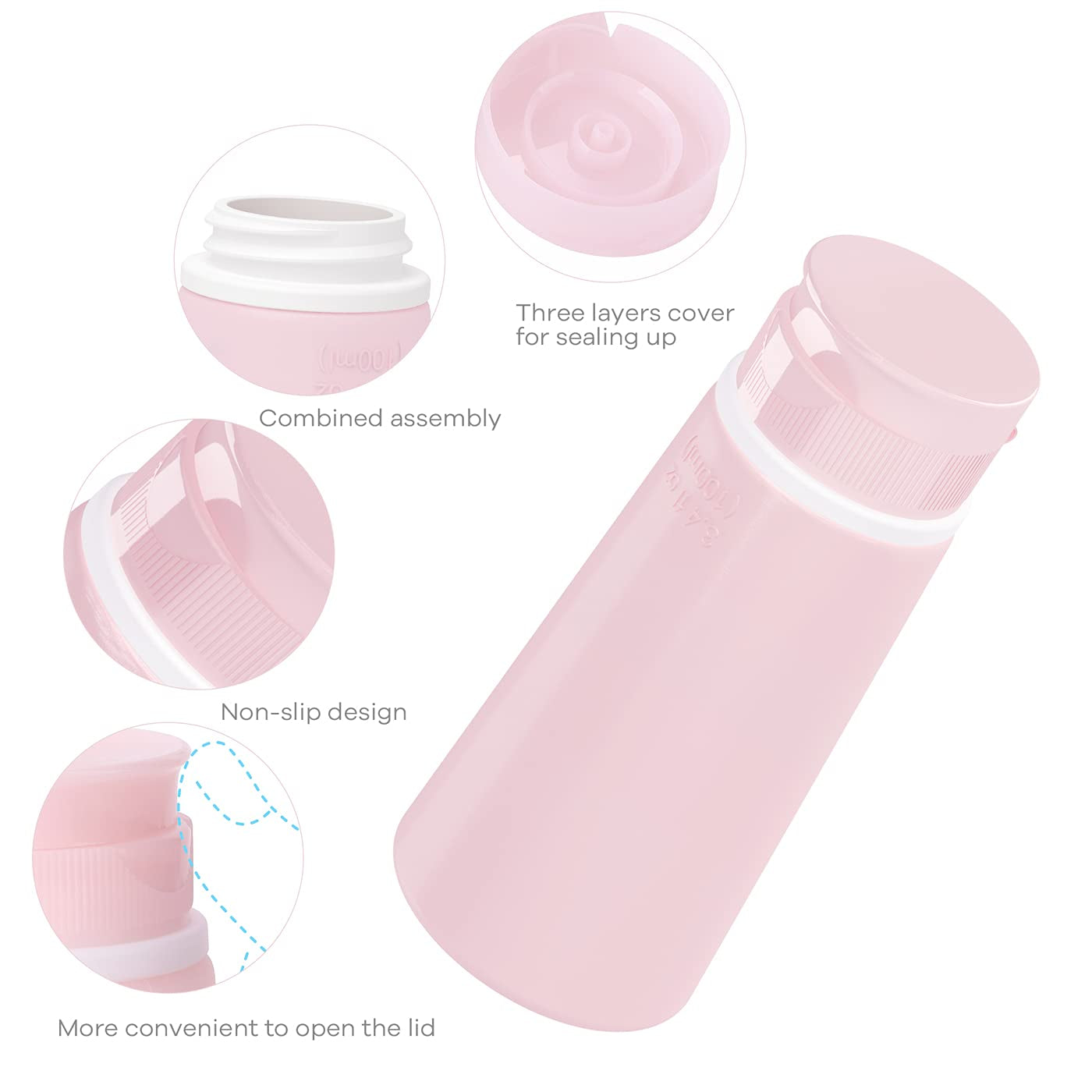Travel Bottles for Toiletries Tsa Approved Travel Size Containers BPA Free Leak Proof Travel Tubes Refillable Liquid Travel Accessories for Cosmetic Shampoo and Lotion Soap for Travel, 4Pcs