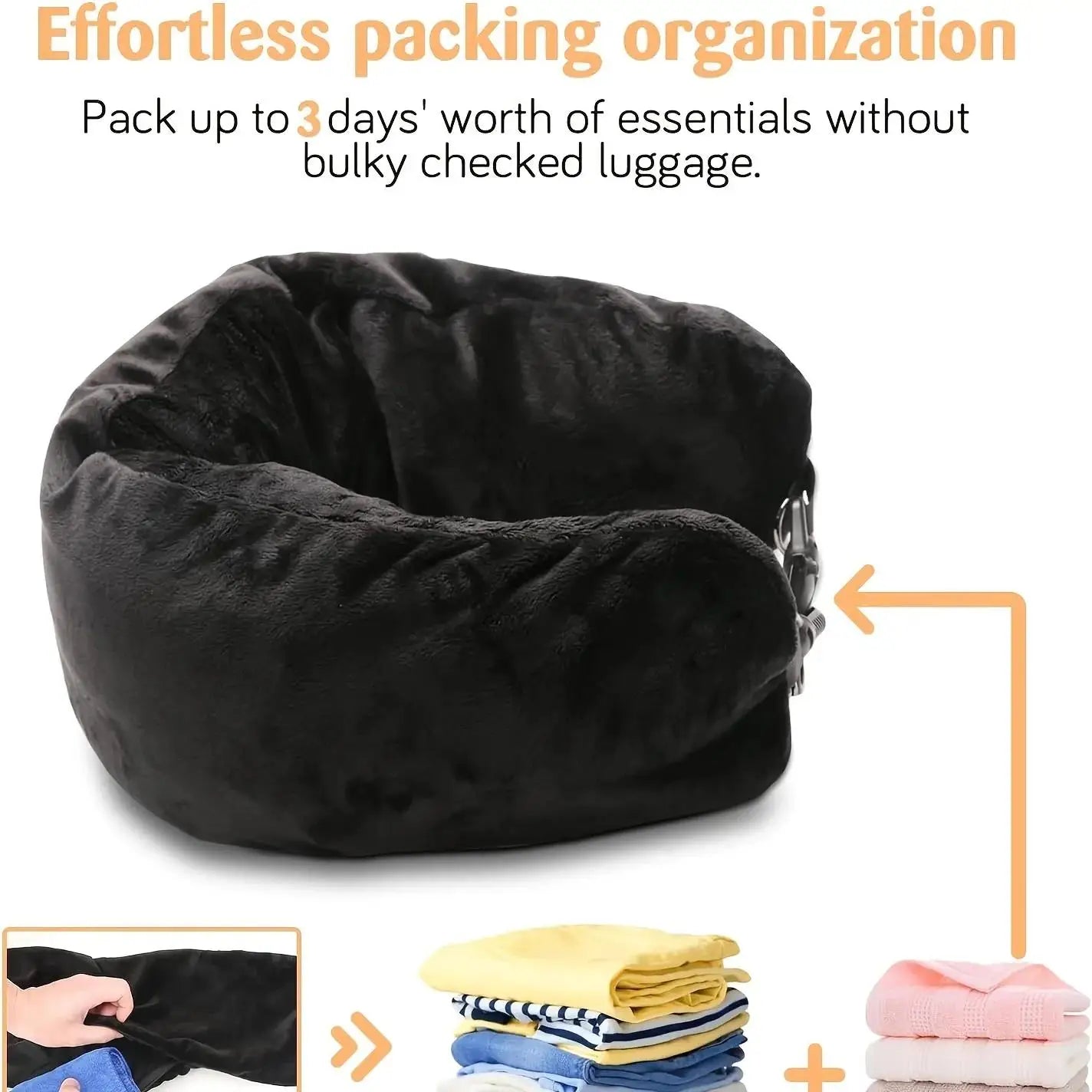 Travel Pillow Can Store Fillable Clothes Outdoor Pillow Comfortable Portable Travel Storage Bag Cervical Pillow Airplane Neck P