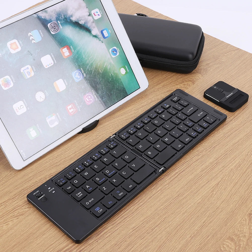 Capacitive Mouse Folding Keyboard Set Wireless Keyboard with USB Receiver Foldable BT Keyboard for PC Laptop Notebook Desktop