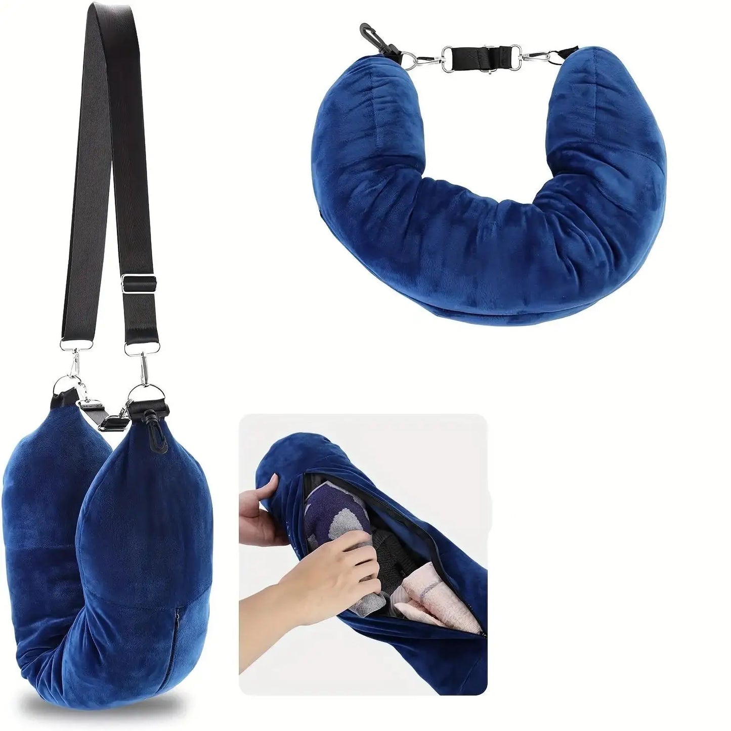 Travel Pillow Can Store Fillable Clothes Outdoor Pillow Comfortable Portable Travel Storage Bag Cervical Pillow Airplane Neck P