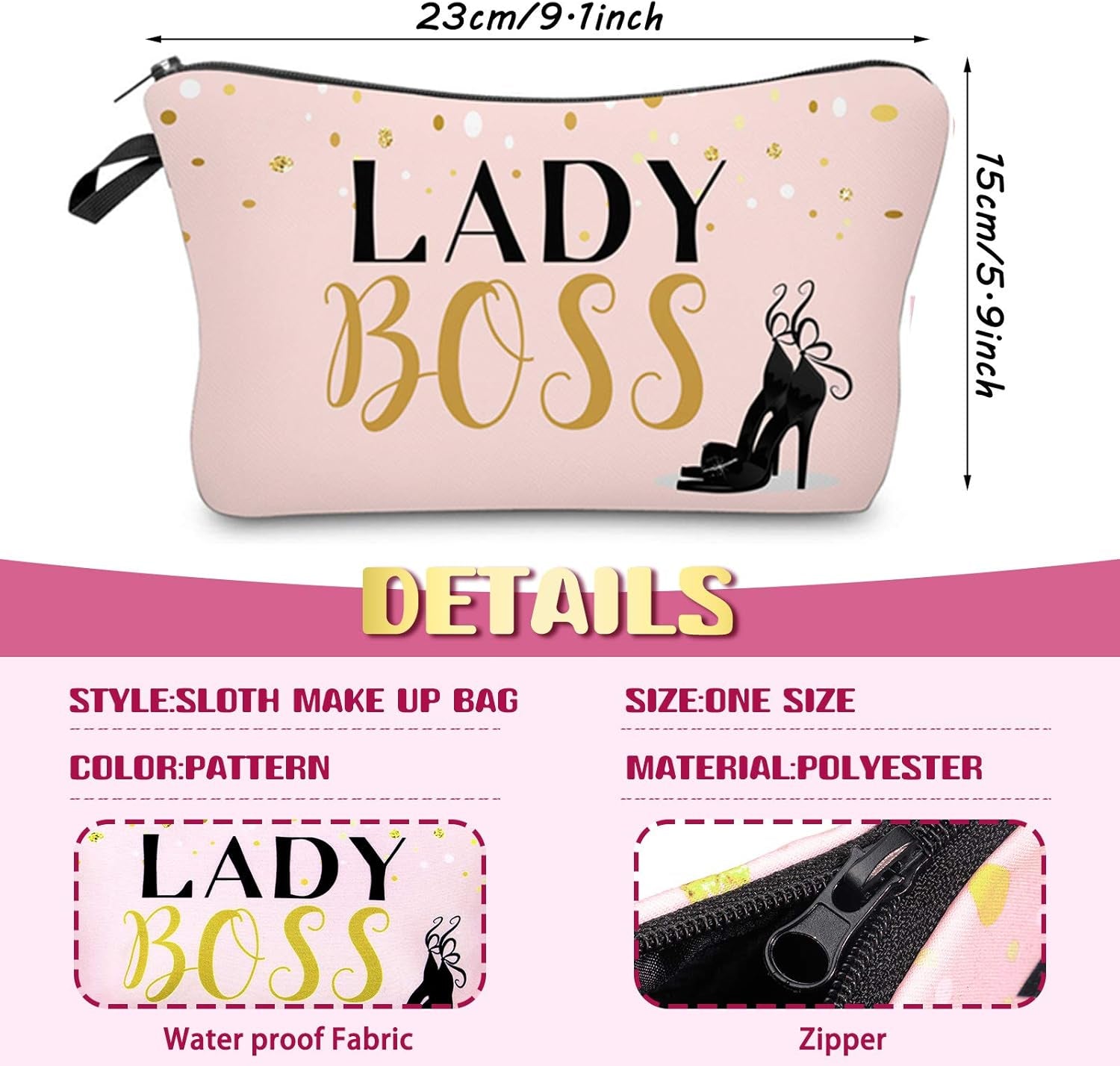 Boao 10-Piece Stylish Makeup & Travel Organizer Set – Zippered Cosmetic, Pencil & Toiletry Bags in Black, Gold & Pink – Perfect for Women, Gifts, Holidays & Travel