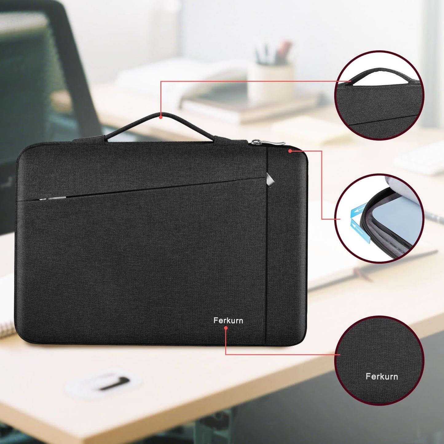 Laptop Case Sleeve for Men Women Chromebook Case Compatible with Macbook Air/Pro Lenovo Surface HP Dell ASUS Acer, 14 Inch, Black
