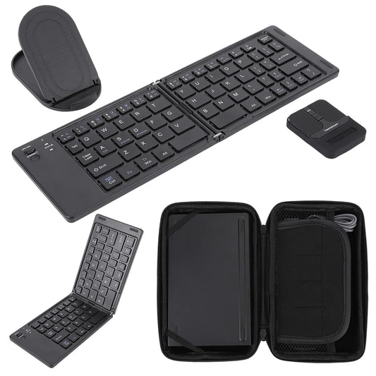 Capacitive Mouse Folding Keyboard Set Wireless Keyboard with USB Receiver Foldable BT Keyboard for PC Laptop Notebook Desktop